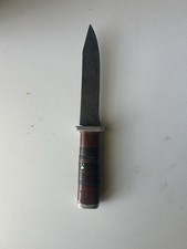 Antique 1940s WWll Battle Used Knife Theater Made with Leather Bearing Handle  picture