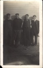 RPPC real photo four men 1912 Minneota Minnesota to McAllister Kalispell Montana picture