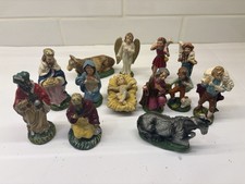 Vtg Nativity Set Chalk Hand Painted Figurines 14 Pieces MCM Italy Christmas READ picture