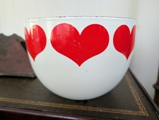 Vintage 1960s Arabia Finel Finland Enamel Heart Bowl Kaj Franck 8 1/4 Inch picture