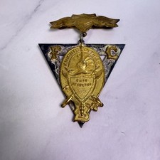 Antique 1880's-90s Knights of Pythias FCB Lodge Supreme Triangle Badge Pin picture