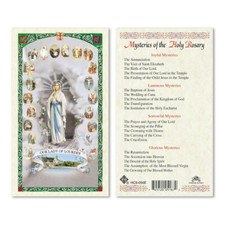 Mysteries of the Holy Rosary laminated prayer card picture