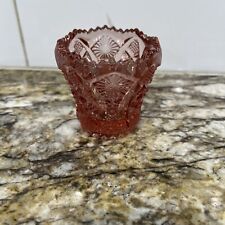 Vintage L. E. Smith Glass Dark Pink Daisy & Button Pattern Toothpick Holder picture