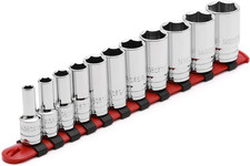 11pc 3/8 Drive SAE Mid Length Socket Set 1/4-7/8 Semi Deep CR-V Mechanics Tool picture