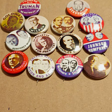 Lot of 14 1976 Vintg Political Campaign Pinback Buttons Truman Stevenson Johnson picture