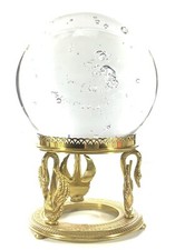 Vintage Schneider French Art Signed Crystal Ball Swan Brass Stand 1/1 On eBay picture