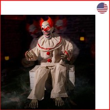 Terrifying 45-Inch Halloween Animatronic Clown - Perfect Haunted House Prop picture