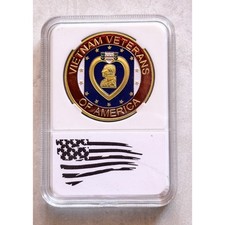 2 PCS LOT X VIETNAM VETERANS OF AMERICA (Purple Heart) Challenge Coin With Case picture