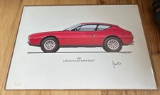 Rare 1967 Lancia Flavia Super Sport Print poster Zagato drawing car rendering picture
