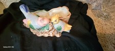 Vintage Boho Chic Ceramic Parrot Cachepot Made in Occupied Japan 6 x 4 x 5  picture