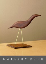 COOL TEAK BIRD SCULPTURE VTG ORIG ART 60'S 50'S GOOGLY EYES MID CENTURY MODERN picture