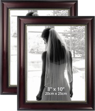 8x10 Picture Frames, Real Glass, Display 8x10, 2-Pack Mahogany With Gold Beads picture