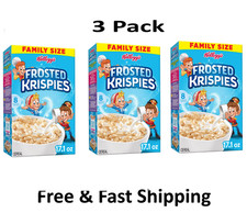 Kellogg's Frosted Krispies breakfast Cereal kids Snacks Family 17.1oz 3 Pack... picture