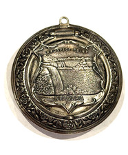 PROSPECT POINT NIAGARA SILVER SOUVENIR FLORAL COMPACT MIRROR PENDANT HINGED EUC picture