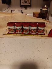 VTG Action Industries Brazil Red Floral Metal Wall Mount Spice Rack &Tins picture