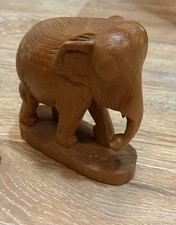 Vintage Wood Hand Carved Elephant missing eyes/tusks picture