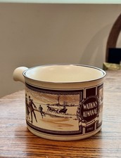 1986 Watkins Almanac stoneware handled soup mug W/ illustration January 1902 picture