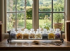 1900s Antique Ground Glass Apothecary Medicine Spice Jars Set - picture