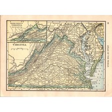 Vintage Map of Virginia and Maryland and Delaware 1910 Map SL1 picture