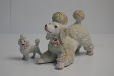2 Vintage MCM Standard Poodle Porcelain Sugar Coat Spaghetti Rose Gold Japan picture