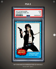 Topps Star Wars 1977 Vintage Non-Sport Trading Card #58 Han Solo PSA 5 picture