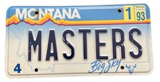 Vintage 1990s Montana Embossed License Plate MASTERS MBA College Grad School PGA picture