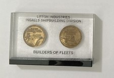 Vintage Litton Ingalls Shipbuilding Coin Display Set Navy Display DD-963 Lha-1  picture