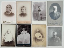 Antique CDV Cabinet Photos Women Men Baby Lot of 8 picture