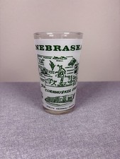 VTG Hazel Atlas Nebraska The Cornhusker State Frosted Glass Tumbler Souvenir Map picture