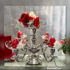 Reed & Barton Epergne #166 Silver Plated Candle Holder Original 5 Glass Liners picture