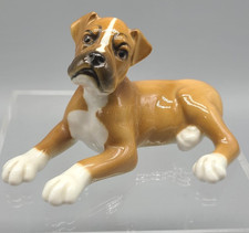 Vintage JHR Germany Hutschenreuther Boxer Dog Laying Glazed Porcelain Figurine picture