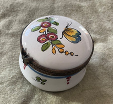 Vintage French Enamel Trinket Pill Box Butterfly motif France picture