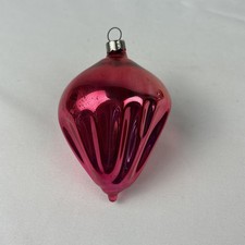 Vtg HEIM Glass Christmas Ornament Pink Pre War Fluted Parachute US of A 3.25