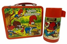 Vintage 1972 Woody Woodpecker Metal Lunchbox w/ Thermos Handle Red Lid Aladdin picture