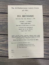 1951 Cunard Line M.V. Britannic Mediterranean & Caronia World Cruise Flyer picture
