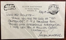 ALLEN SAUNDERS-Autographed Note Signed-STEVE ROPER, MARY WORTH writer picture