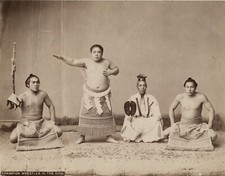 c. 1890's Konishiki Yasokichi I, Sumo 17th Yokozuna Albumen Photo by T. Enami picture
