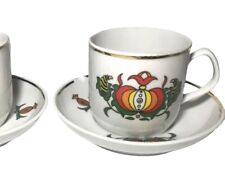 Hollohaza Porcelain Hungarocoop Budapest Demitasse Tea Cup And Saucer 2 Sets picture