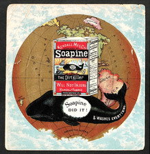 Very RARE - Soapine Soap Arctic Whale Earth Globe Book Cover old Trade Card j.US picture