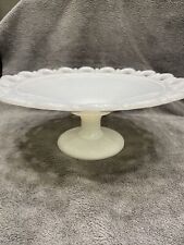 Anchor Hocking Lace Scalloped Edge White Milk Glass Bowl  11” picture