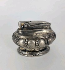 Vtg 1950s Ronson Crown Silver Plated Etched Design Table Lighter MCM picture