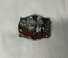 Vintage 1984 Bergamot Brass Works K-150 Native American Indian Horse Belt Buckle picture