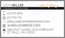 Jody Heller Community Manger St. Paul MN Vintage Business Card picture