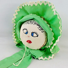 String Holder Googly Eyes Sunbonnet Girl Grannycore Rick-Rack Handmade Vintage picture
