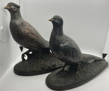 VTG Holland Mold Ceramic Pheasants Hand Painted 1973 Signed Metallic Finish picture