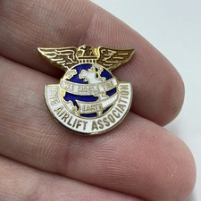 Vintage Airlift Association Eagle Globe Lapel Pin Enamel Gold Tone Used picture