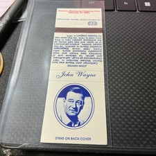 John Wayne AMCC Asheville North Carolina Vintage Matchcover NOS Mint Condition picture