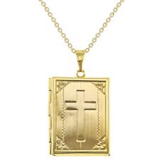 Cross Religious Holy Bible Photo Locket Remembrance Pendant Necklace 19
