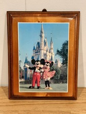 Vintage Wooden Varnished Disneyland Mickey & Mouse Minnie Photo -  picture