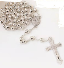 Divine Mercy and Blessed Mother, .925 Sterling Silver Rosary, New #Gftshp-229 picture